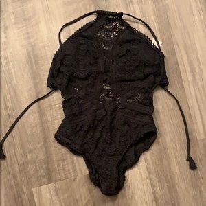 Worn twice Becca high neck one piece